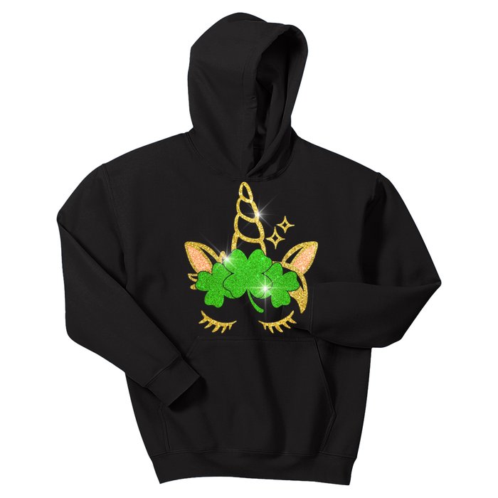 Unicorn Face St. Patrick's Day Kids Hoodie