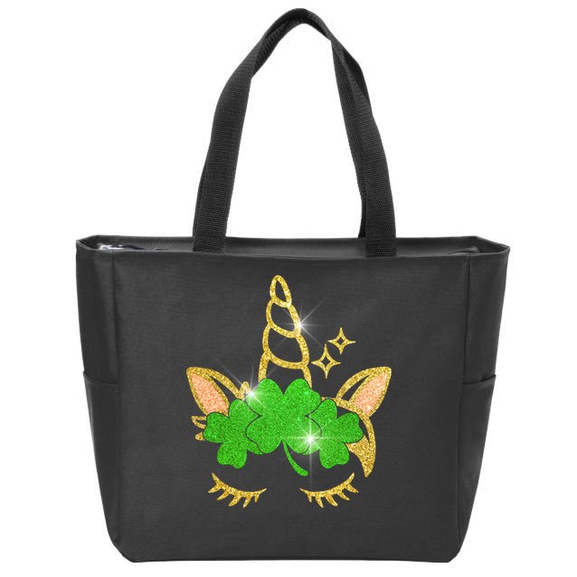 Unicorn Face St. Patrick's Day Zip Tote Bag