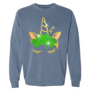 Unicorn Face St. Patrick's Day Garment-Dyed Sweatshirt