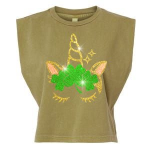 Unicorn Face St. Patrick's Day Garment-Dyed Women's Muscle Tee