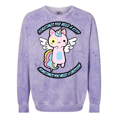 Unicorn Kitty Funny Cute Meme Colorblast Crewneck Sweatshirt