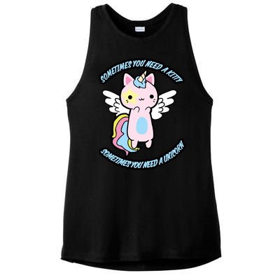 Unicorn Kitty Funny Cute Meme Ladies PosiCharge Tri-Blend Wicking Tank