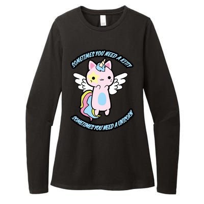 Unicorn Kitty Funny Cute Meme Womens CVC Long Sleeve Shirt