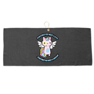 Unicorn Kitty Funny Cute Meme Large Microfiber Waffle Golf Towel