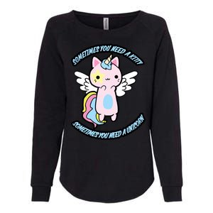 Unicorn Kitty Funny Cute Meme Womens California Wash Sweatshirt