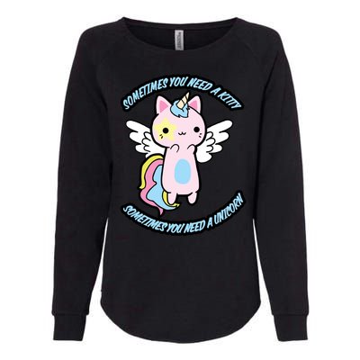 Unicorn Kitty Funny Cute Meme Womens California Wash Sweatshirt