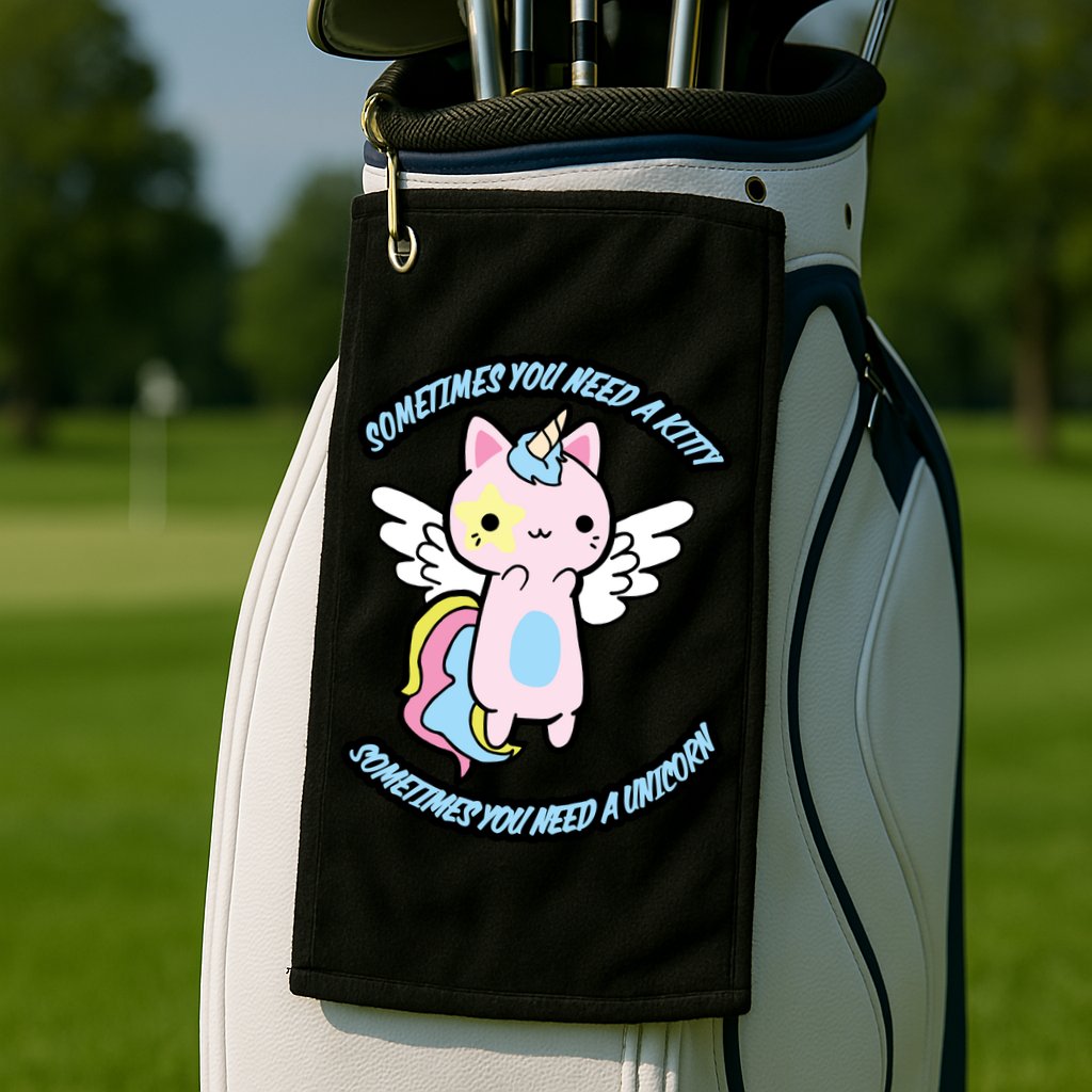 Unicorn Kitty Funny Cute Meme Golf Towel