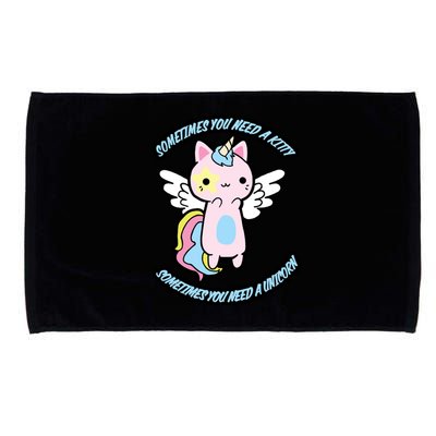 Unicorn Kitty Funny Cute Meme Microfiber Hand Towel