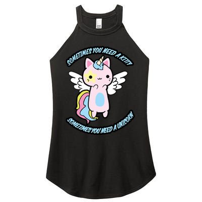 Unicorn Kitty Funny Cute Meme Women's Perfect Tri Rocker Tank
