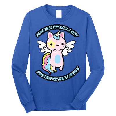Unicorn Kitty Funny Cute Meme Long Sleeve Shirt