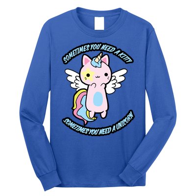 Unicorn Kitty Funny Cute Meme Long Sleeve Shirt