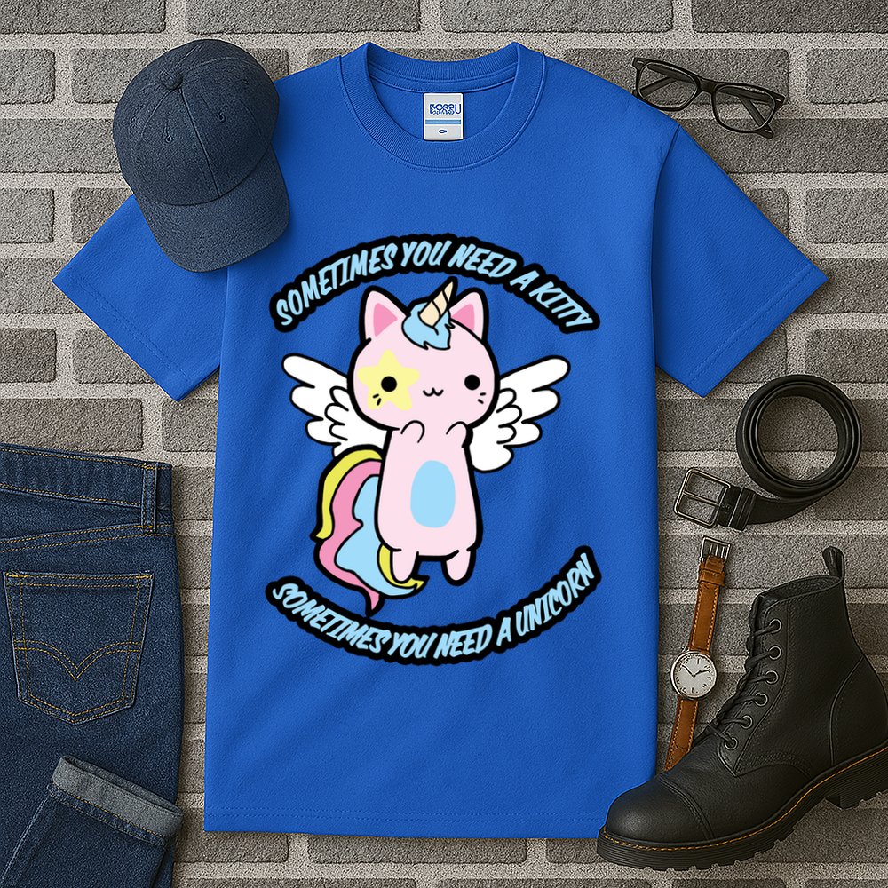 Unicorn Kitty Funny Cute Meme Tall T-Shirt