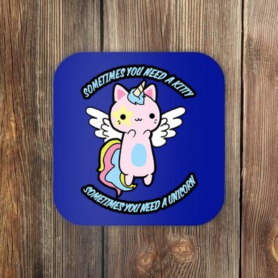 Unicorn Kitty Funny Cute Meme Coaster