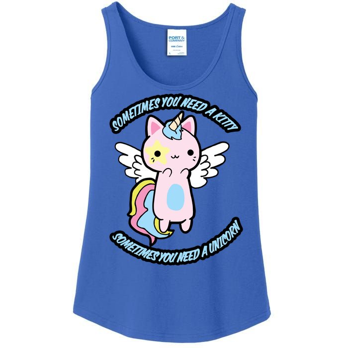 Unicorn Kitty Funny Cute Meme Ladies Essential Tank