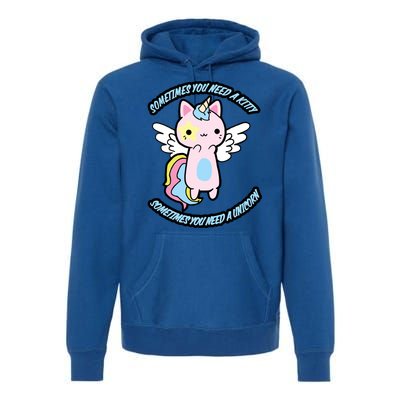 Unicorn Kitty Funny Cute Meme Premium Hoodie