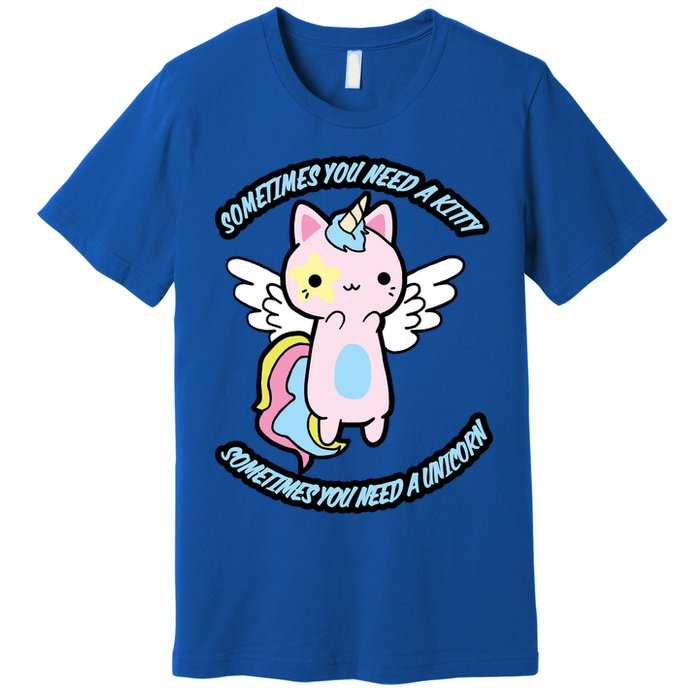 Unicorn Kitty Funny Cute Meme Premium T-Shirt