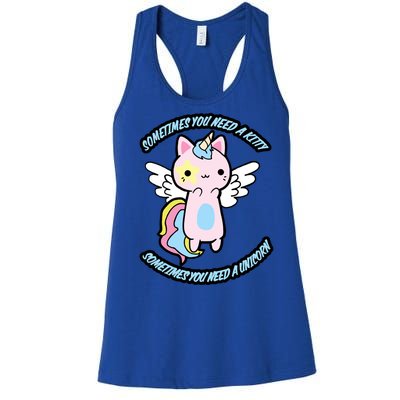 Unicorn Kitty Funny Cute Meme Women's Racerback Tank