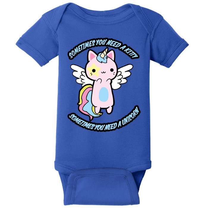 Unicorn Kitty Funny Cute Meme Baby Bodysuit