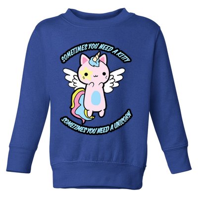 Unicorn Kitty Funny Cute Meme Toddler Sweatshirt