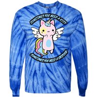 Unicorn Kitty Funny Cute Meme Tie-Dye Long Sleeve Shirt