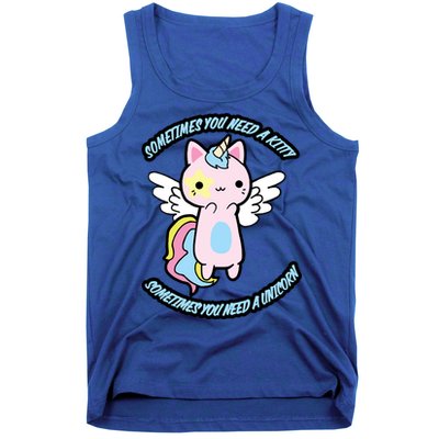 Unicorn Kitty Funny Cute Meme Tank Top