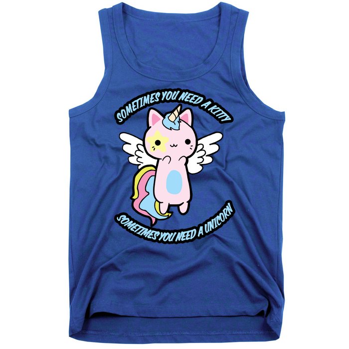 Unicorn Kitty Funny Cute Meme Tank Top