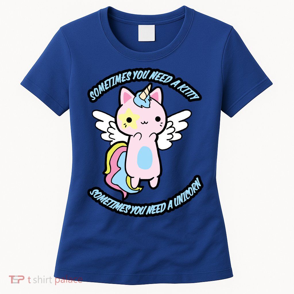Unicorn Kitty Funny Cute Meme Womens T-Shirt