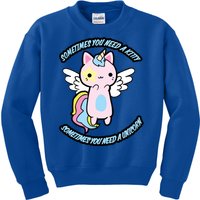 Unicorn Kitty Funny Cute Meme Kids Sweatshirt