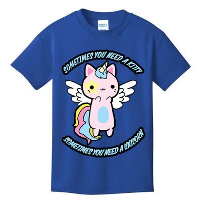 Unicorn Kitty Funny Cute Meme Kids T-Shirt