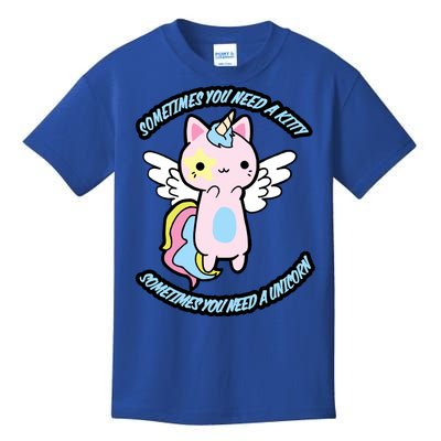 Unicorn Kitty Funny Cute Meme Kids T-Shirt