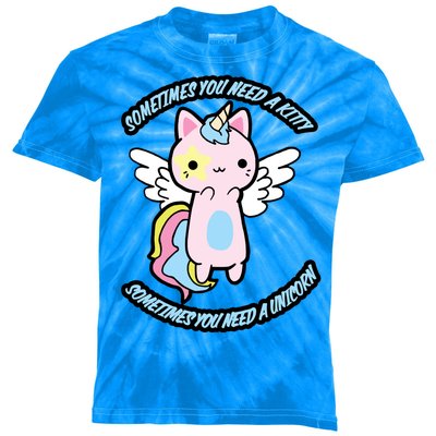 Unicorn Kitty Funny Cute Meme Kids Tie-Dye T-Shirt