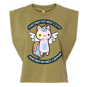 Unicorn Kitty Funny Cute Meme Garment-Dyed Women's Muscle Tee