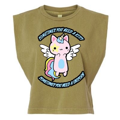 Unicorn Kitty Funny Cute Meme Garment-Dyed Women's Muscle Tee