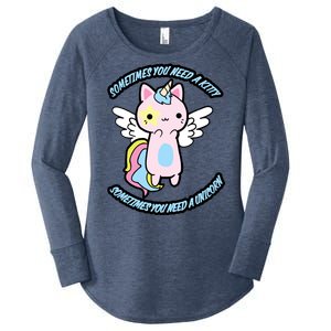 Unicorn Kitty Funny Cute Meme Women's Perfect Tri Tunic Long Sleeve Shirt