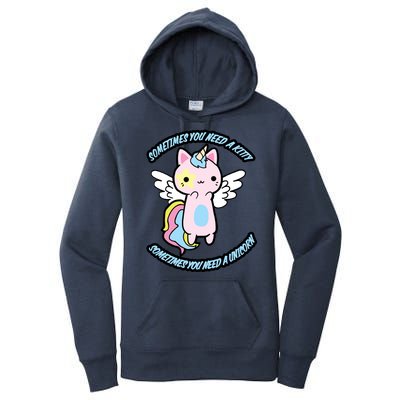 Unicorn Kitty Funny Cute Meme Women's Pullover Hoodie