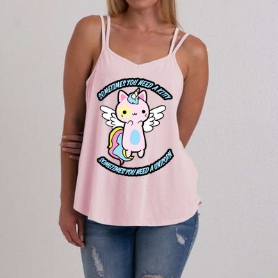 Unicorn Kitty Funny Cute Meme Women's Strappy Tank