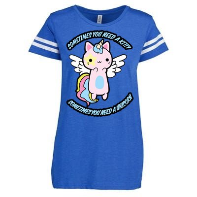 Unicorn Kitty Funny Cute Meme Enza Ladies Jersey Football T-Shirt