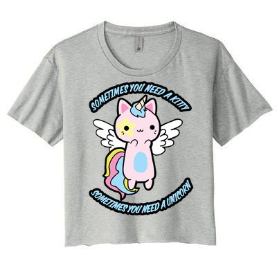 Unicorn Kitty Funny Cute Meme Women's Crop Top Tee