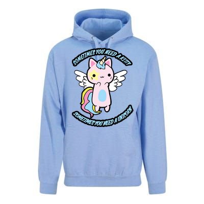 Unicorn Kitty Funny Cute Meme Unisex Surf Hoodie