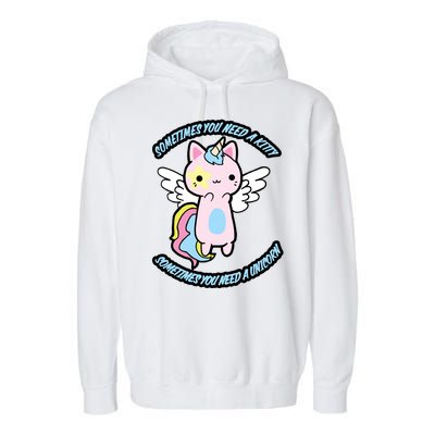 Unicorn Kitty Funny Cute Meme Garment-Dyed Fleece Hoodie