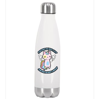 Unicorn Kitty Funny Cute Meme Stainless Steel Insulated Water Bottle