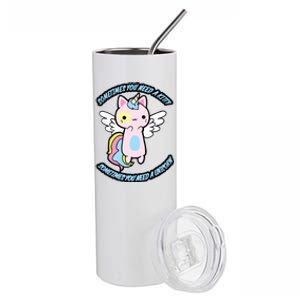 Unicorn Kitty Funny Cute Meme Stainless Steel Tumbler