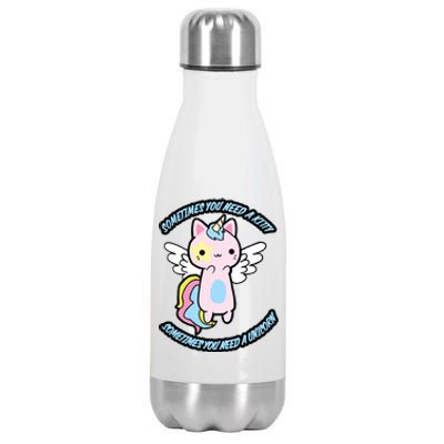 Unicorn Kitty Funny Cute Meme Stainless Steel Insulated Water Bottle