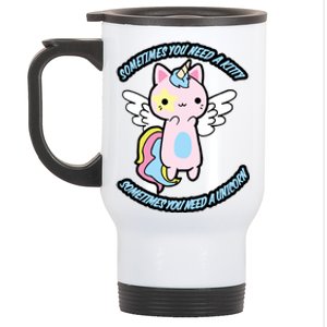 Unicorn Kitty Funny Cute Meme Stainless Steel Travel Mug