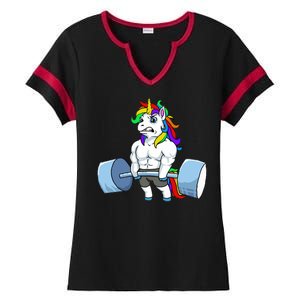 Unicorn Lifting Weights Ladies Halftime Notch Neck Tee