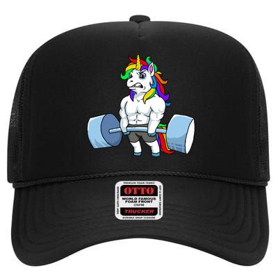 Unicorn Lifting Weights High Crown Mesh Back Trucker Hat