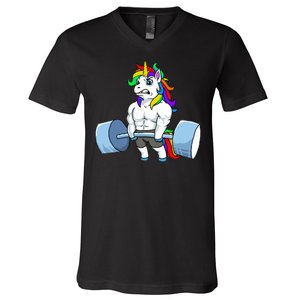 Unicorn Lifting Weights V-Neck T-Shirt