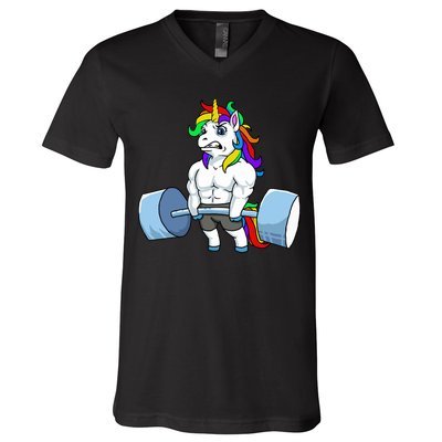 Unicorn Lifting Weights V-Neck T-Shirt