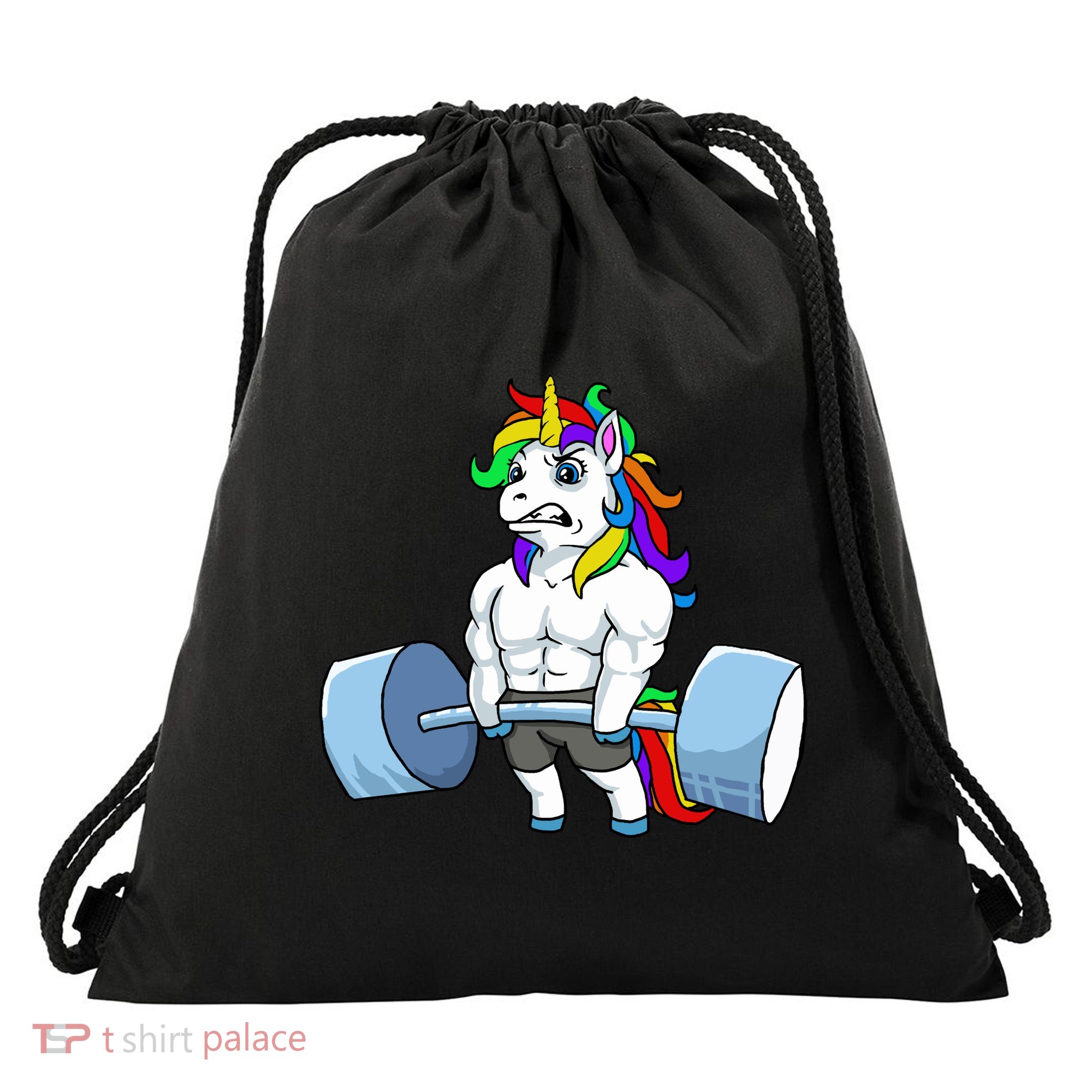 Unicorn Lifting Weights Drawstring Bag