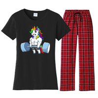 Unicorn Lifting Weights Women's Flannel Pajama Set